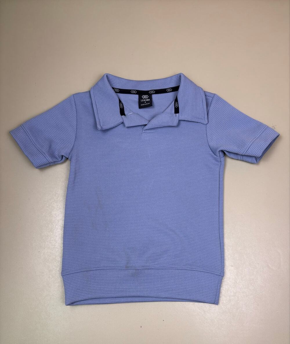 LEG3ND Boys Size 4 Blue Waffle Knit Short Sleeve Polo Shirt NWOT